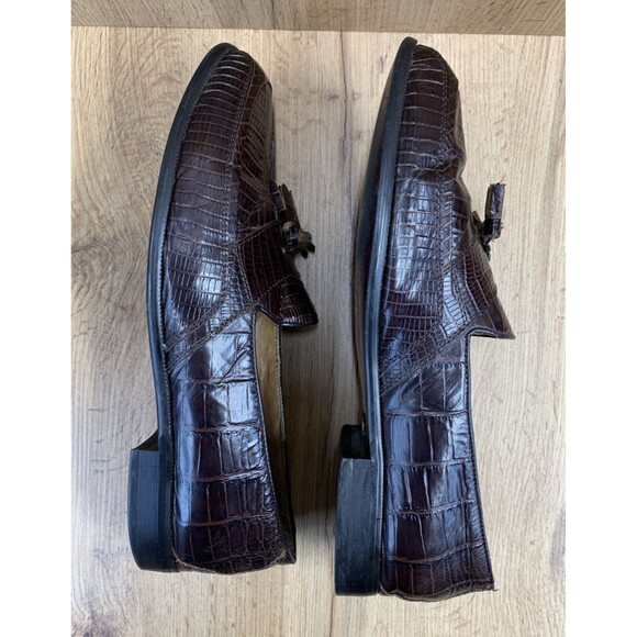 Stacy Adams Vintage Loafer Sz 14M Narrow Deep Bordeaux Genuine Snakeskin Oxford main image 13